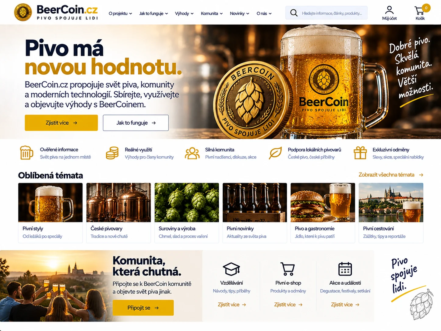 Ilustrační návrh pro BeerCoin.cz: vizuál pivního digitálního projektu